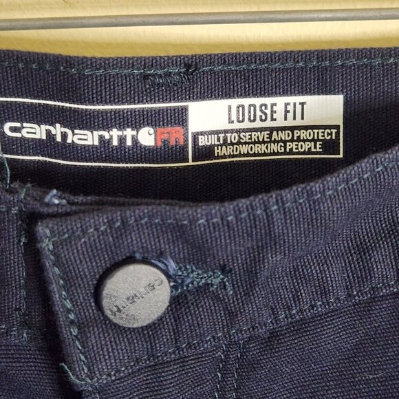 Carhartt NWT Flame Resistant Loose Fit Canvas Workwear Navy Pants Size 40x30 - Picture 11 of 16